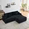 Modern 88.6" Corduroy Deep Seat Sofa with Storage Ottoman, Cloud-Like Comfy 3-Seater Couch for Living Room or Small Spaces–The Pop Home - 3 of 4
