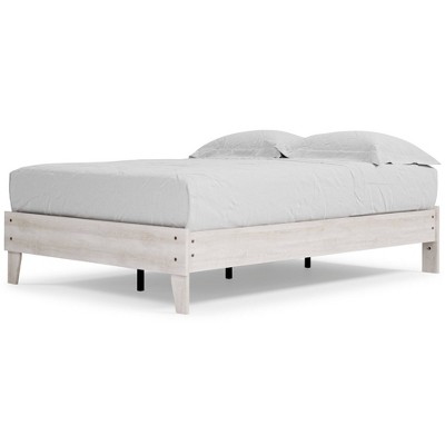 Whitewash Chic Full Platform Bed with Storage Drawer