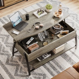Bestier 42" Lift Top Coffee Table, Wooden Rising Tabletop Oval Center Table for Living Room - 1 of 4