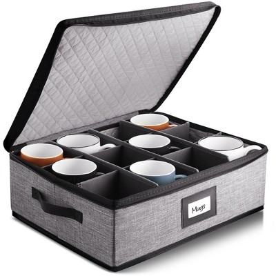 StorageBud Fine China Storage Containers Hard Shell, Durable Dinnerware Storage Box with Dividers