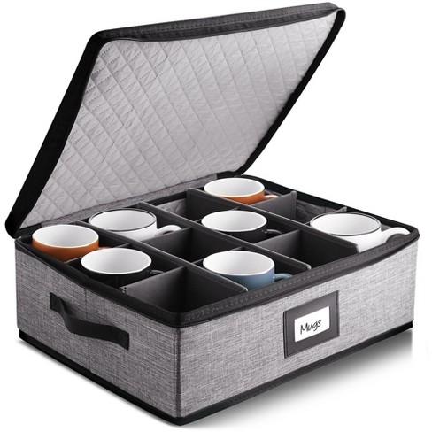 Storagebud Coffee Cup & Mug Storage Organizer, Hard Shell Storage Box With  Dividers For 12 Cups : Target