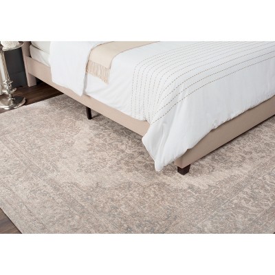 Classic Vintage Gray and Beige Rectangular Cotton Area Rug 6' x 9'