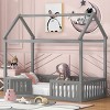 House Bed Frame, Solid Pine Wood with Fence and Door, No Box Spring Needed, Roof Play Design for Kids Bedroom - Baofuwish - 3 of 4