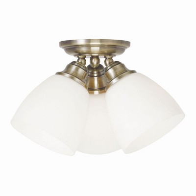 Livex Lighting Somerville 3 - Light Flush Mount in  Antique Brass
