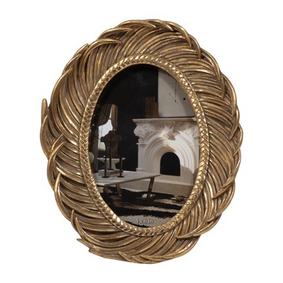 Boho Oval Picture Frame - Handcrafted Resin & Glass - Vintage Gold Finish - Decorative Tabletop & Shelf Display - Home & Office Decor - 8"