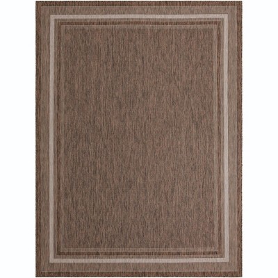 Brown Synthetic Rectangular Outdoor Easy Care Rug, 9' x 12'