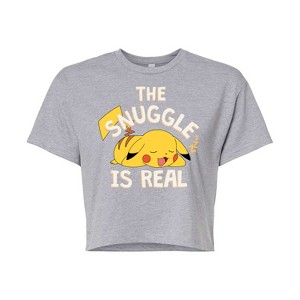 Women's - Pokémon - The Snuggle Pikachu Cropped Graphic T-Shirt - 1 of 4