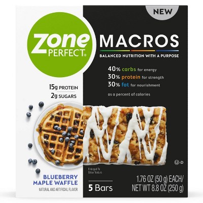 Zone Perfect Macros Blueberry Maple Waffle Nutrition Bars - 8.8oz/5ct