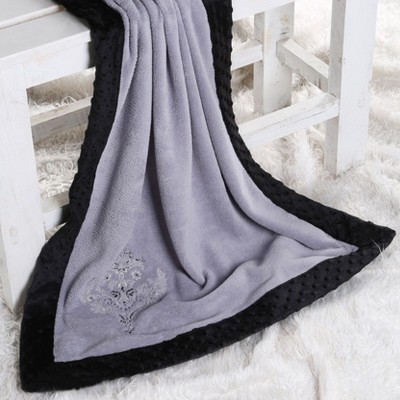 Bacati - Classic Damask Grey Embroidered Blanket