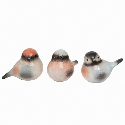 Transpac Terracotta Colorful Bird Set of 3 Spring Home Decorations