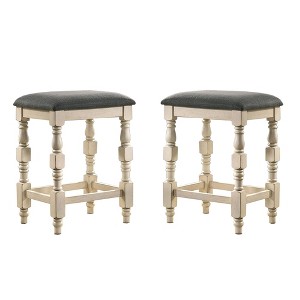 Simple Relax Set of 2 Upholstered Counter Height Stools in Ivory and Dark Gray - 1 of 4