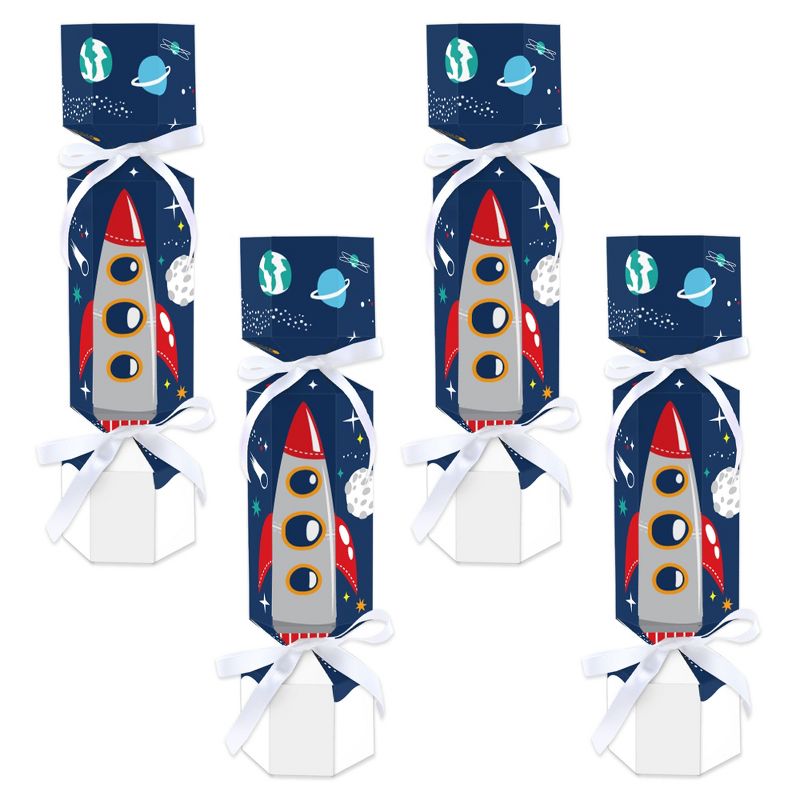 Big Dot of Happiness Blast Off to Outer Space - No Snap Rocket Ship Baby Shower or Birthday Party Table Favors - DIY Cracker Boxes - Set of 12, 1 of 10
