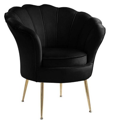 NicBex Velvet Accent Chair,Upholstered Living Room Chairs with Scalloped Backrest and Metal Legs,Modern Armchair,Accent Chairs for Living Room