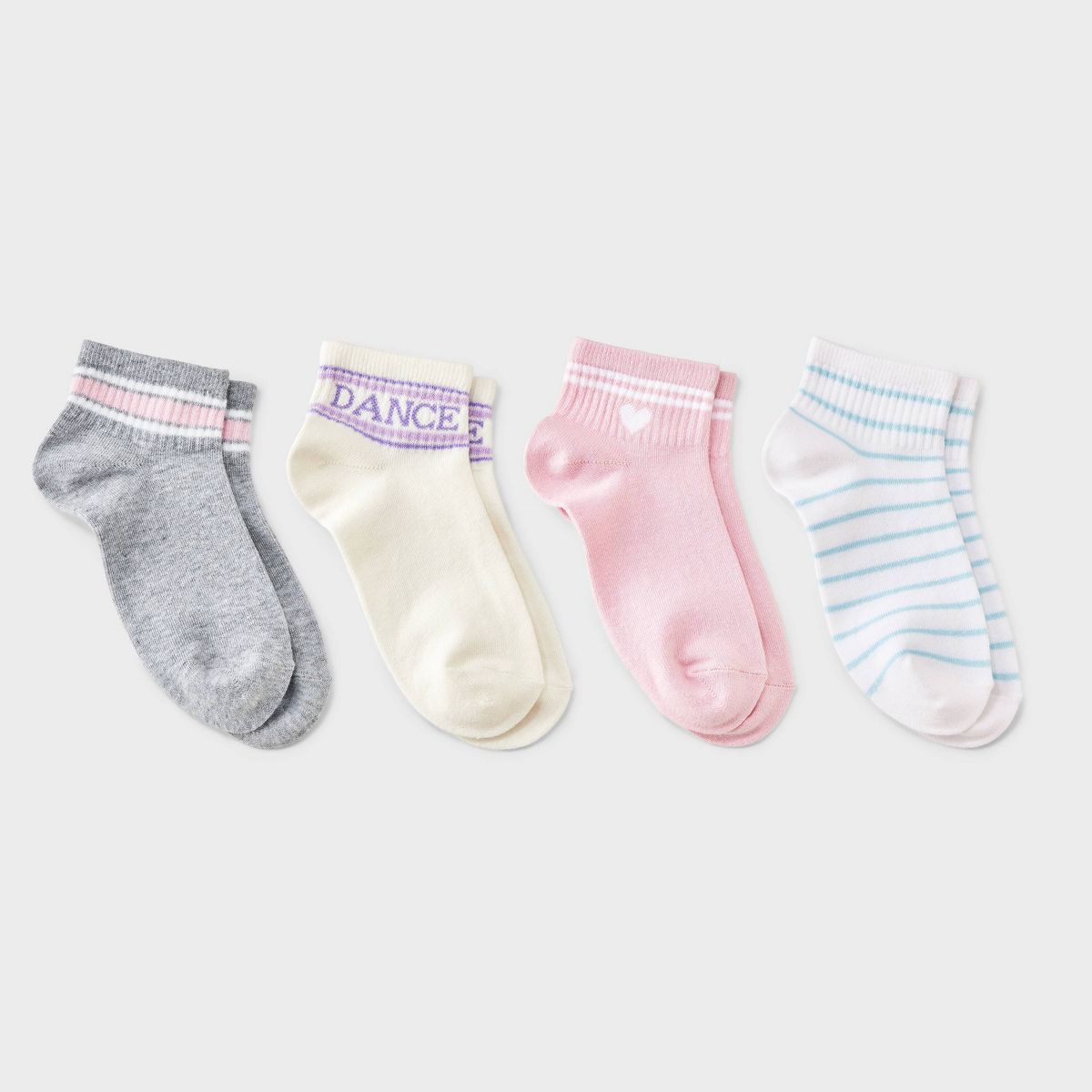 Girls' 4pk 'Dance' Ankle Socks - Cat & Jack™ White/Gray/Pink