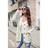 Women's Open Front Cardigan Sweater with Pockets Long Sleeve Cable Knit Button Loose Cardigan Sweater - 3 of 4