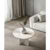 Lyngins Genuine Marble Round End Table, Natural Marble Small Coffee Table, Stone Side Table for Living Room, Nightstand with Semi-Polished Surface - 4 of 4