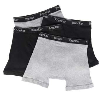 Knocker Men's 100% Plush Waistband Classic Style Cotton Underwears Boxer Briefs - 4 Pack