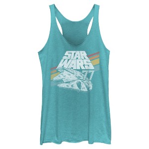 Womens Star Wars Retro 77 Millennium Falcon Stripes Racerback Tank - 1 of 4