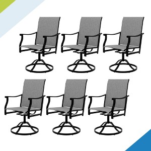 Outdoor Swivel Dining Chairs with Textilene Breathable Back, Swivel Patio Dining Chairs Set of 6, SwivelPatio SlingChairs Set for Poolside Lawn Garde - 1 of 4
