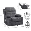 Recliner Chair, Oversized Manual Reclining Rocking Chair, 360 Swivel with Cup Holder, Massage and Heat Recliner, Single Sofa Chairs - 2 of 4