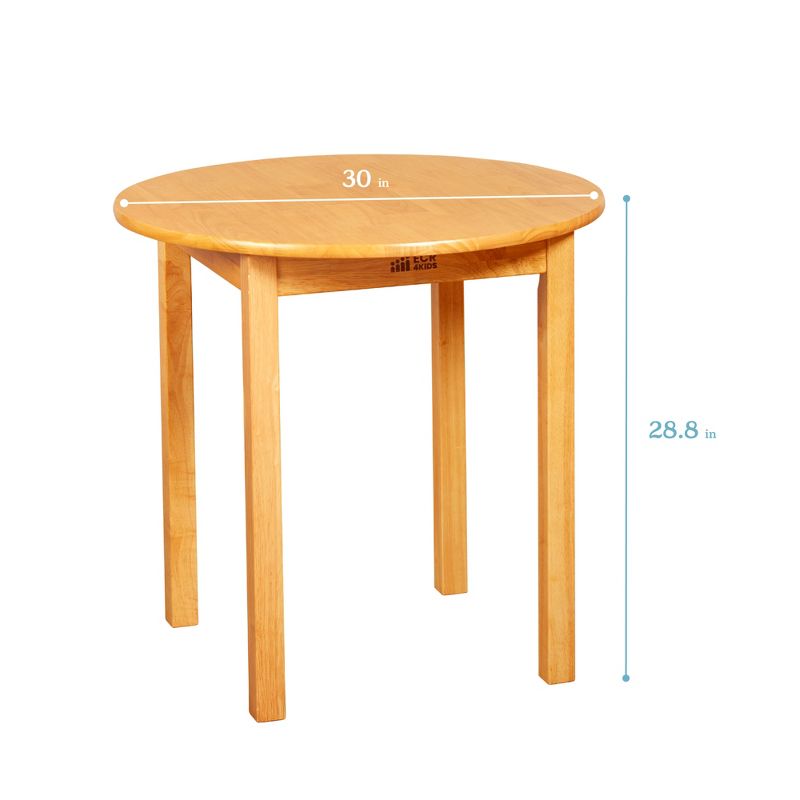 ECR4Kids 30in D Round Hardwood Table with 28in Legs and Two 16in Chairs, Kids Furniture, 2 of 12