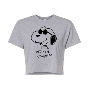 Women's - Peanuts - Cool Joe Keep On Smiling Cropped Graphic T-Shirt - 1 of 4