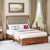 Queen Size Bed Frame with Upholstered Headboard, Queen Bed Frame with Charging Station and LED Lights, Wood Slats, No Box Spring Needed - 2 of 4