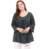 Agnes Orinda Women's Plus Size Plain Cut-Out Gathered Patchwork Long Sleeve T-Shirt - 3 of 4