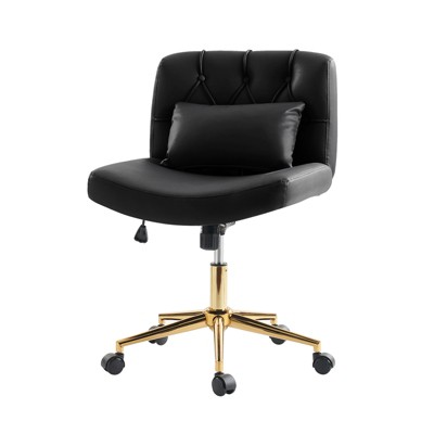 Clive Contemporary Button-Tufted Swivel Tilting Office Chair with Pillow and Metal Feet|HULALA HOME