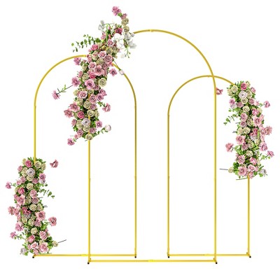 Outsunny Metal Arch Backdrop Stand Set of 3, 7/6.5/6 ft Wedding Arch Frame, Balloon Backdrop Arch Stand Set for Birthday Party