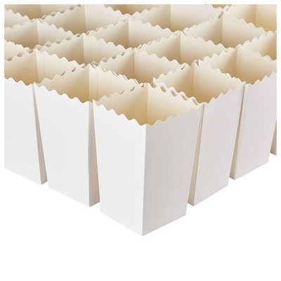 100 Popcorn Favor Boxes 20oz Mini Paper Containers, Plain White 3.3 x 5.5 x 3.3