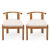Acacia Wood Armless Dining Chairs Set of 2,Teak Finish Outdoor Dining Chair with Cushion,Modern Outdoor Dining Chair  for Patio Garden-Koiai - 2 of 4