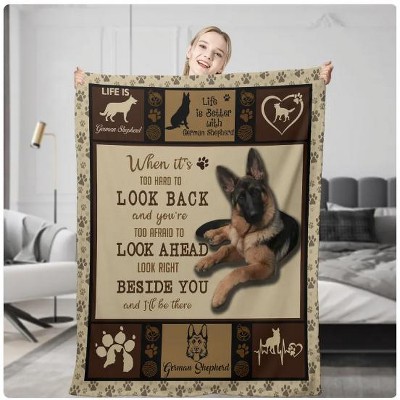 Wikineon German Shepherd Dog Flannel Fleece Throw Blanket Soft German Shepherd Dog Blanket For Bed Couch,130cmx150cm