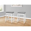 Monarch Specialties Bar Stool Set Of 2 Counter Height Saddle Seat Kitchen Wood Pu Leather Look White Grey Transitional - 2 of 4