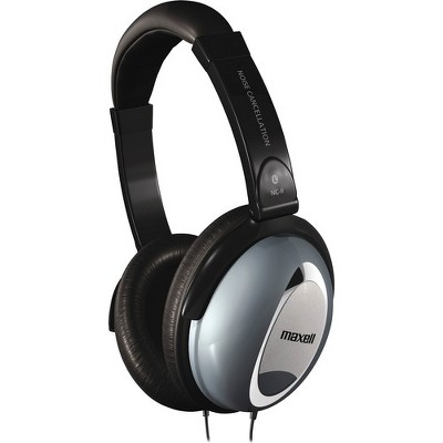 Maxell Noise Cancellation Headphones - Stereo - Black, Gray - Mini-phone - Wired - 60 Ohm - 10 Hz 28 kHz - Nickel Plated Connector - Over-the-head