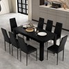 Costway Modern Rectangular Kitchen Table Set with 8 PVC Leather Dining Chairs Black - 2 of 4