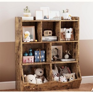 Acekool White Toy Storage Cabinet, 3-Tier Kids Bookshelf with Cubby Organizer, Open Compartments and Tilt Bins for Bedroom or Playroom - 1 of 4