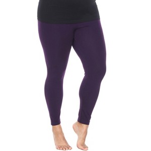Women's One Size Fits Most Plus Size Super-Stretch Solid Leggings - One Size Fits Most Plus - White Mark - 1 of 3