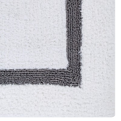 White and Gray Cotton Tufted Reversible Bath Rug Set, 17" x 24"
