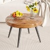 KWPZQEB Round Coffee Table, Modern Coffee Table with Black Metal Leg and Annular Texture design, for Living Room, 23.6 Inches - 4 of 4