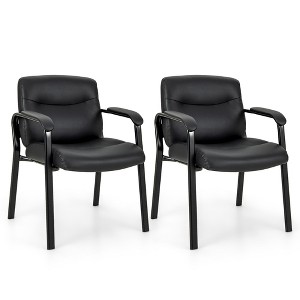 Tangkula Set of 2 Waiting Room Chair No Wheels w/ Padded Armrests Guest Chair for Meeting - 1 of 4