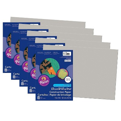 Pacon Prang Construction Paper Gray 12" x 18" 50 Sheets Per Pack 5 Packs (PAC8807-5)