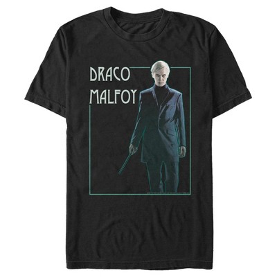 Harry Potter Mens Harry Potter and the Deathly Hallows Draco Malfoy Slim Fit Short Sleeve Crew Graphic Tee - Black 2X Large