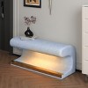 Small Entryway Shoe Bench, Faux Leather Upholstered Ottoman Bench with LED Sensor Light, Bench Seating for Living Room, Bedroom-Cuddlewood - 2 of 4