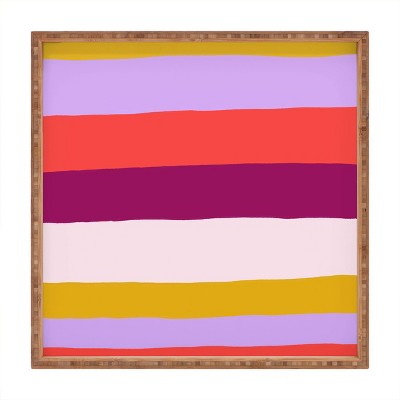 13" Wood Sunshine Canteen Small Sunset Stripes Tray - society6