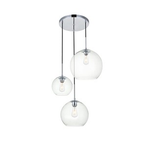Elegant Lighting Baxter 3 Lights Chrome Pendant With Clear Glass - 1 of 4