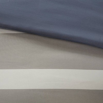 Eddie Striped Blue Microfiber Full Comforter and Sheet Set