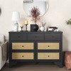 7 Drawers Dresser, Natural Rattan Modern Wood Dressers & Chest of Drawers for Bedroom, Wide Storage Dressers Organizer Deep Drawers - 3 of 4
