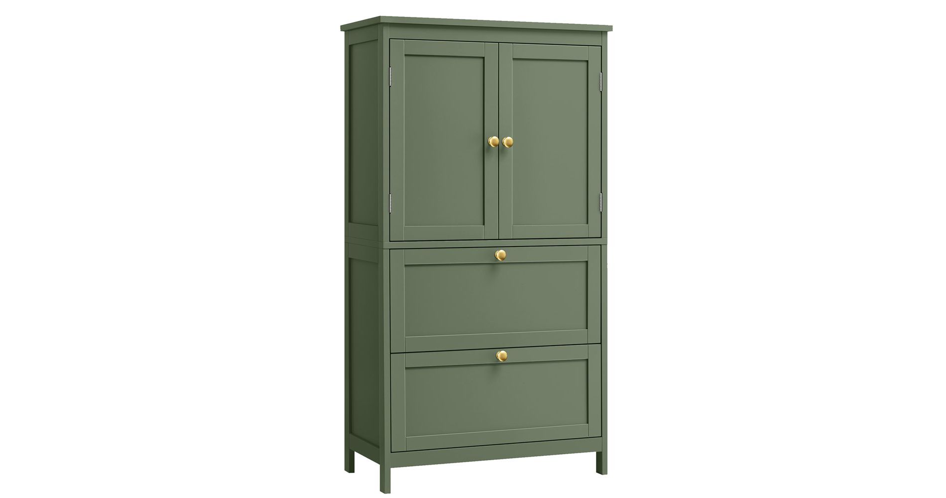 VASAGLE Floor Storage Cabinet, Storage Unit, Freestanding Cabinet with 2 Drawers and 2 Doors,Forest Green