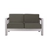 Christopher Knight Home Aviara Outdoor Modern Aluminum Loveseat with Cushions - 2 of 4